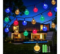 Guirlande lumineuse solaire de 18 m, 100 LED guirlandes lumineuses globe, guirlandes lumineuses solaires de jardin féerique étanches 8 modes intérieur extérieur lumières de balcon pour Noël, chambre