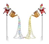 Guirlande lumineuse solaire décorative de Noël avec motif de bouilloire et Père Noël, idéale for décorer jardin, Un cadeau de Noël unique for décorer votre extérieur(Mix)