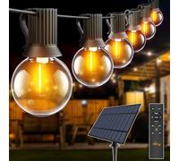 Guirlande lumineuse solaire d'extérieur 10 m avec 16 + 1 ampoules LED, éclairage extérieur solaire G40 avec télécommande, 3 modes d'éclairage et fonction minuterie, étanche IP65, pour jardin, balcon