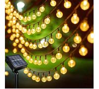 Guirlande lumineuse solaire d'extérieur, 11 m, 60 LED, étanche, 8 modes, pour jardin, terrasse, fête (blanc chaud)