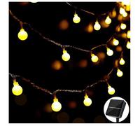 Guirlande lumineuse solaire d'extérieur avec 60 LED, 11 m, 8 modes, étanche, décorative, pour jardin (blanc chaud)