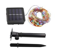 Guirlande lumineuse solaire d'extérieur en forme de luciole clignotante de 4,8 m avec 50 LED pour décoration de jardin, interrupteur automatique, étanche IP65, longue durée de 14 heures, fil de cuivre