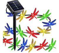 Guirlande lumineuse solaire d'extérieur | Guirlande lumineuse d'extérieur | Libellule Lampe automatique à 8 modes avec 30 perles LED pour camping-car, auvent, café, jardin, clôture, tonnelle
