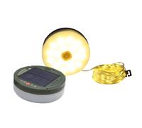Guirlande lumineuse solaire d'extérieur pour camping, grande télécommande de type C, dix mètres, cent LED, lampes de tente d'urgence blanc chaud, PVC rechargeable par USB