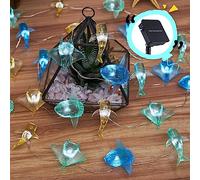 Guirlande lumineuse solaire d'extérieur pour jardin - Guirlande lumineuse décorative avec 40 LED, 4,3 m (requin baleine, poisson, raie manta)