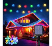 Guirlande lumineuse solaire d'extérieur résistante aux intempéries - 30 LED - 3 m + 5,1 m - 8 modes - IP65 - Multicolore - Pour balcon, terrasse, jardin, arbres, Noël, fêtes, décorations