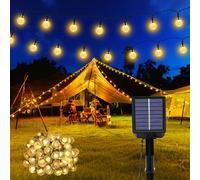 Guirlande lumineuse solaire d'extérieur résistante aux intempéries - 60 LED blanc chaud - 3 m + 10,2 m - 8 modes IP65 - Guirlande lumineuse solaire d'extérieur résistante aux intempéries - Lampions