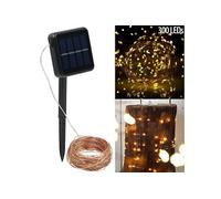 Lunartec : Guirlande lumineuse solaire en fils de cuivre - 32 m - 300 LED blanc chaud
