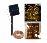 Lunartec : Guirlande lumineuse solaire en fils de cuivre - 32 m - 300 LED blanc chaud