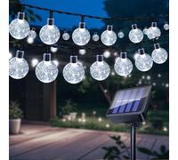 Guirlande Lumineuse Solaire Exterieur, 11M 60 LEDs Guirlande Exterieure Jardin, IP65 Étanche, 8 Modes Lumiere Solaire Extérieur Décoration pour Jardin, Cour, Arbres, Mariage, Fête(Blanc Froid)