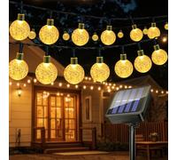 Guirlande Lumineuse Solaire Exterieur, 11M 60 LEDs Guirlande Exterieure Jardin, IP65 Étanche, 8 Modes Lumiere Solaire Extérieur Décoration pour Jardin, Cour, Arbres, Mariage, Fête(Blanc Chaud)