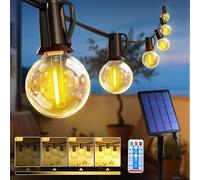 Guirlande Lumineuse Solaire Extérieure 18M, Guirlande Solaire avec 30+4 Ampoules LED G40, 8 Modes d’éclairage, Luminosité Réglable, IP44 Étanche Guirlande Guinguette pour Jardin Balcon Terrasse