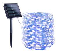 Guirlande lumineuse solaire extérieure, 30m 300LED Jardin de guirlandes solaires avec 8 modes de guirlandes lumineuses en fil de cuivre pour la décoration de Noël (Bleu)
