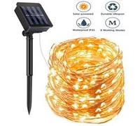 Guirlande lumineuse solaire extérieure étanche Jardin décoré 20 mètres 200 micro LED (Blanc chaud) G