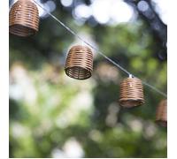 Guirlande lumineuse solaire extérieure - LUMISKY - FORMENTERA - 10 abat-jour rotin LED - Blanc chaud - 3,8 m