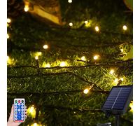 Guirlande lumineuse solaire extérieure NAIZY, IP44 étanche blanc chaud Guirlandes lumineuses intérieures 8 modes Décor d'éclairage pour jardin terrasse arbres fête mariage Noël, 100M 1000 LEDs