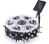 Guirlande lumineuse solaire Jayseuw LED 100M 1000LEDs étanche à l'eau et avec 8 modes pour l'extérieur intérieur jardin fête & Noël décoration éclairage extérieur, blanc froid