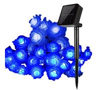 Guirlande Lumineuse Solaire, KEEDA 50 LED Fleur Rose Étanche Eclairage d'ambiance Exterieur, Lumières Décorative pour Patio Jardin Mariage Noël Fête (Bleu)