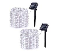Guirlande Lumineuse Solaire,KINGCOO 2 x 33ft 8 Modes Étanche 100LED Lampe Solaire Fils De Cuivre Fée Guirlande Lumineuse pour Patio Jardin Porte Cour Mariage Noël Décoration (Blanc)