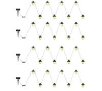 Guirlande lumineuse solaire, lampe solaire, lampe de jardin d'extérieur LED, effet flamme, piquet de terre à batterie, noir, 24x lanternes LED, blanc chaud, DxL 8x200 cm