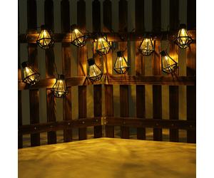 Guirlande lumineuse solaire LED extérieur lampe solaire jardin lanterne cage décoration noir, plastique, LED blanc chaud, L 230 cm