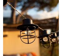Guirlande lumineuse solaire - LUMISKY - DETROIT - 4 m - Abat jour style industriel - 10 ampoules rondes - LED blanc chaud