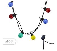 Guirlande lumineuse solaire 10 globes multicolore LED PARTY GUINGUETTE SOLAR 5.70m 8 modes