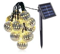 Guirlande lumineuse solaire marocaine d'extérieur, 5 m, 20 LED, 8 modes, éclairage étanche pour jardin, patio, cour, maison, Noël