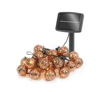 Guirlande lumineuse solaire orientale avec 20 LED Couleur de la lumière : blanc chaud 3000 K Grand panneau solaire Longueur du câble : 12 m Guirlande lumineuse de jardin Décoration de fête