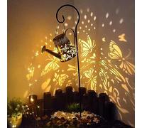 Guirlande lumineuse solaire pour arrosoir de jardin, guirlande lumineuse à LED en forme de papillon, étanche, motif papillon, décoration rétro pour table de jardin, terrasse, cour, allée(avec support)