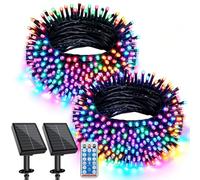 Guirlande lumineuse solaire pour l'extérieur, 2×20M,400 LED Étanches | 8 Modes de Clignotement | Autonomie 8-10h | IP65 | Guirlande LED pour Décoration Halloween Fête Jardin, Multicolore