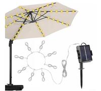 Guirlande lumineuse solaire pour parasol d'extérieur, parasol de jardin, bande lumineuse colorée pour tente de plage,camping,décoration de fête de jardin (lumière blanche)
