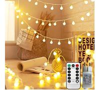 Guirlande Lumineuse Sphérique,Guirlande Lumineuse d'Extérieur avec Prise 100 LED 8 Modes avec télécommande( Blanc Chaud )