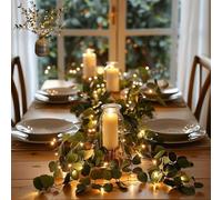 Guirlande lumineuse Twinkling en forme de vigne d'olivier avec LED, 1,8 m, guirlande de verdure artificielle, alimentée par piles, étanche, pour intérieur ou extérieur, jardin, mariage, décoration de