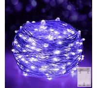 Guirlande lumineuse UV noire - 5 m à DEL flexible à piles, fil de cuivre étoilé pour fête lumineuse, peinture corporelle, décoration d'Halloween
