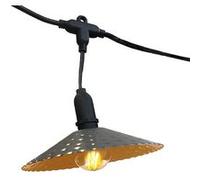 Guirlande lumineuse extérieur 10 abat-jour en acier style vintage MINI VINTY LIGHT HYBRID LED blanc chaud 6m solaire et sur secteur