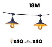 Lumisky Guirlande lumineuse extérieure VINTY LIGHT 18m 40 LED E27 blanc chaud abat-jour métal vintage