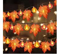 Guirlande lumineusefeuille drable avec citrouille interface USB 3m 20 LED adapt la dcoration de la maison dHalloween