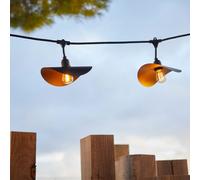 Lumisky Guirlande lumineuse extérieure HAT LIGHT 10 LED E27 – abat-jour acier doré effet cage 6 m