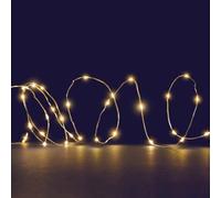 Guirlande Micro LED 20m - 200 LED Blanc Chaud - Câble Argent Transparent - Usage Extérieur - Batterie Rechargeable Remplaçable - Blachère Illumination