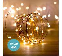 Guirlande MicroLed Cuivre 4M - Guirlande Lumineuse Led 40 Leds - Guirlande Leds pour deco chambre, déco de Noël, ambiance poétique