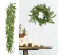 Guirlande Noël,183cm Guirlande Sapin Artificiel Réaliste en Vert Couronnes et Guirlandes de Noël,Decoration Noel Interieur Maison,Décoration Sapin de Noel Guirlande pour Chambre Porte Mur (1, 183cm)