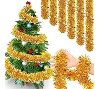 Guirlande Noël 2M Lot de 6 - Tinsel Métallique Brillant pour Sapin, Cheminée et Escaliers - Décoration Intérieur et Extérieur pour Maison, Réceptions et Fêtes de Fin d’Année