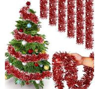 Guirlande Noël 2M Lot de 6 - Tinsel Métallique Brillant pour Sapin, Cheminée et Escaliers - Décoration Intérieur et Extérieur pour Maison, Réceptions et Fêtes de Fin d’Année