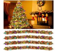 Guirlande Noel,4pcs Guirlandes Decoration Noel Sapin de 2M,Guirlande Lumineuse colorée de 16.4ft avec 50 Ampoules pour Mariage Anniversaire Fête Murs Decoration Noël