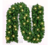 Guirlande Noel décoration,2.7m/9 FT Artificiel Guirlande de 50 LED Lierre Guirlande avec pour Escaliers Cheminées Portes, Decoration Noel Exterieur ou Interieur (Vert)