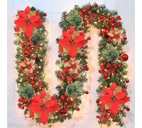 Guirlande Noel, Guirlande de Noël avec des Lumières, Guirlande Noel Sapin de 2,7 m,200 Succursales, Escalier de Jardin Cheminée Guirlande de Décoration de Noël