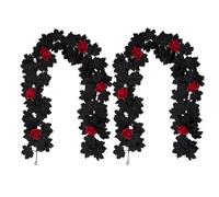 Guirlande Noire d'halloween 2 pièces 175 cm avec Roses Noires/Rouges