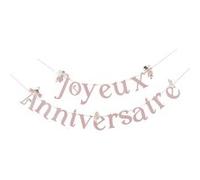 guirlande papier anniversaire fairy world 2m rose - générique 96615 Rose G