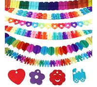 Guirlande Papier Colorée, Guirlandes Décoration Bannière Colorées Lot de 10 guirlandes Multicolores en Papier - Guirlande d'anniversaire - Guirlande de Mariage - Guirlande en Papier Multicolore